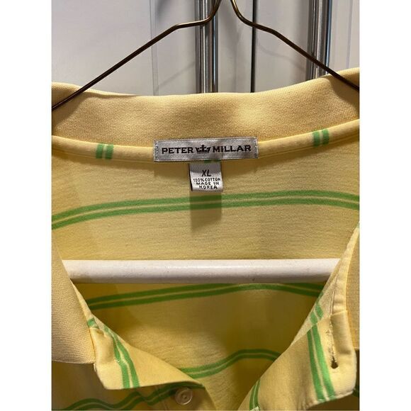 Peter Millar Men’s Striped Yellow Polo Sz XL Golf Stretch - Picture 2 of 7